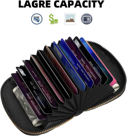 HOTLeather Credit Card Holder for Women Men Wallet Mini Coin Purse Pouch Cute Sea Animal Manatee Change Purse With Zipper Business Card Case