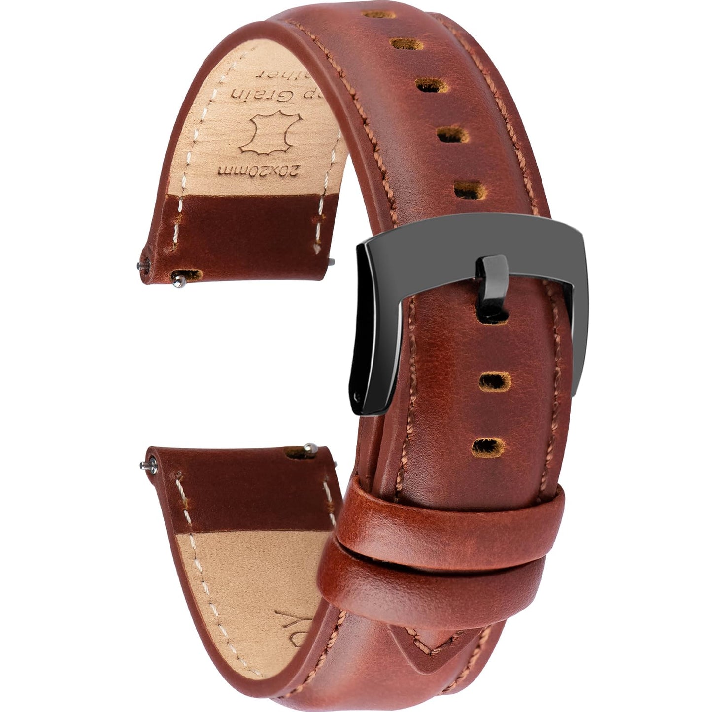 HOTOTTOODY Leather Watch Bands Quick Release, Elegant Top Grain Leather Watch Straps for Men & Women, Choice of Color & Width - 18mm, 19mm, 20mm, 21mm or 22mm Wristbands Bracelet for Watch & Smartwatch