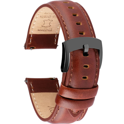 HOTOTTOODY Leather Watch Bands Quick Release, Elegant Top Grain Leather Watch Straps for Men & Women, Choice of Color & Width - 18mm, 19mm, 20mm, 21mm or 22mm Wristbands Bracelet for Watch & Smartwatch