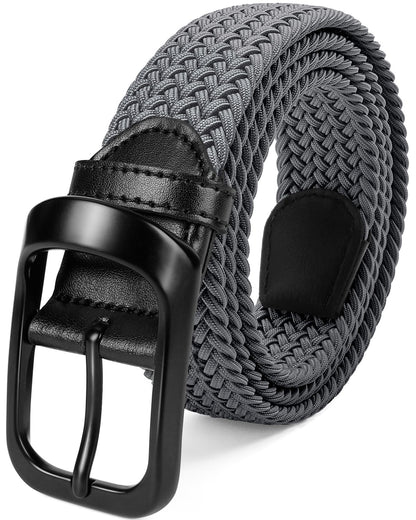 HOTFAIRWIN Men's Golf Belt, Stretch Braided Elastic Woven Casual Jeans Belts 1 3/8" Nylon Web Work Belts for Men