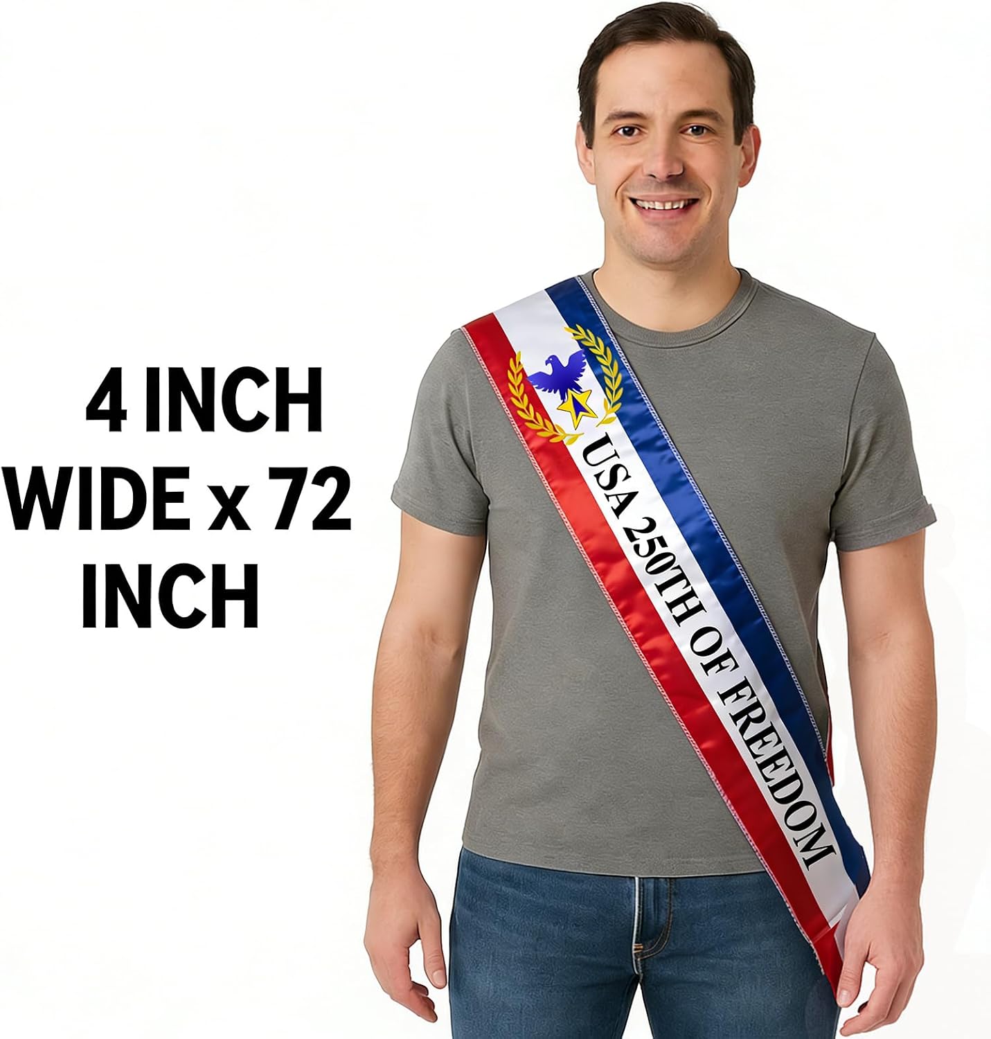 HOTAmerica 250 Sash 250th Anniversary Patriotic Sash Independence Day Parade Sash 4th of July Shoulder Sash 1776 2026 Celebration Decor Custom Patriotic Sash Parade Costume Accessory