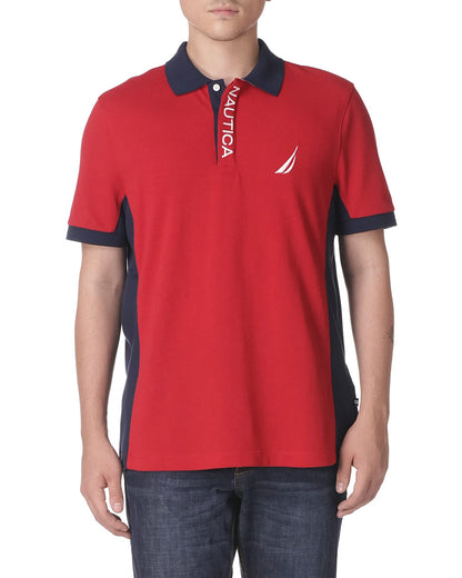 HOTNautica Men's Short Sleeve Color Block Performance Pique Polo Shirt