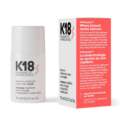HOTK18 Leave-In Molecular Repair Hair Mask, Patented, Lasting Repair For Dry, Frizzy, Damaged Hair, Reverse Damage In 4 Minutes From Bleach, Color, Chemical Services + Heat