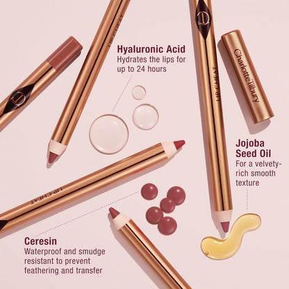 HOTCharlotte Tilbury Lip Cheat Lip Liner Pencil - Gives Lips a Fuller-Looking, Defined Pout - Enriched with Jojoba Oil & Hyaluronic Acid - Waterproof, Smudge-Proof & Transfer-Proof