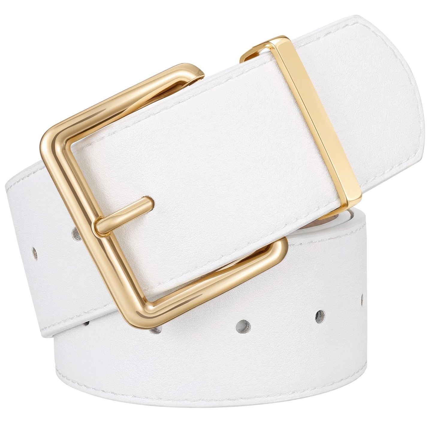 HOTXZQTIVE Women Wide Chunky Belt for Dresses Fashion Thick Suede Belt with Gold Buckle