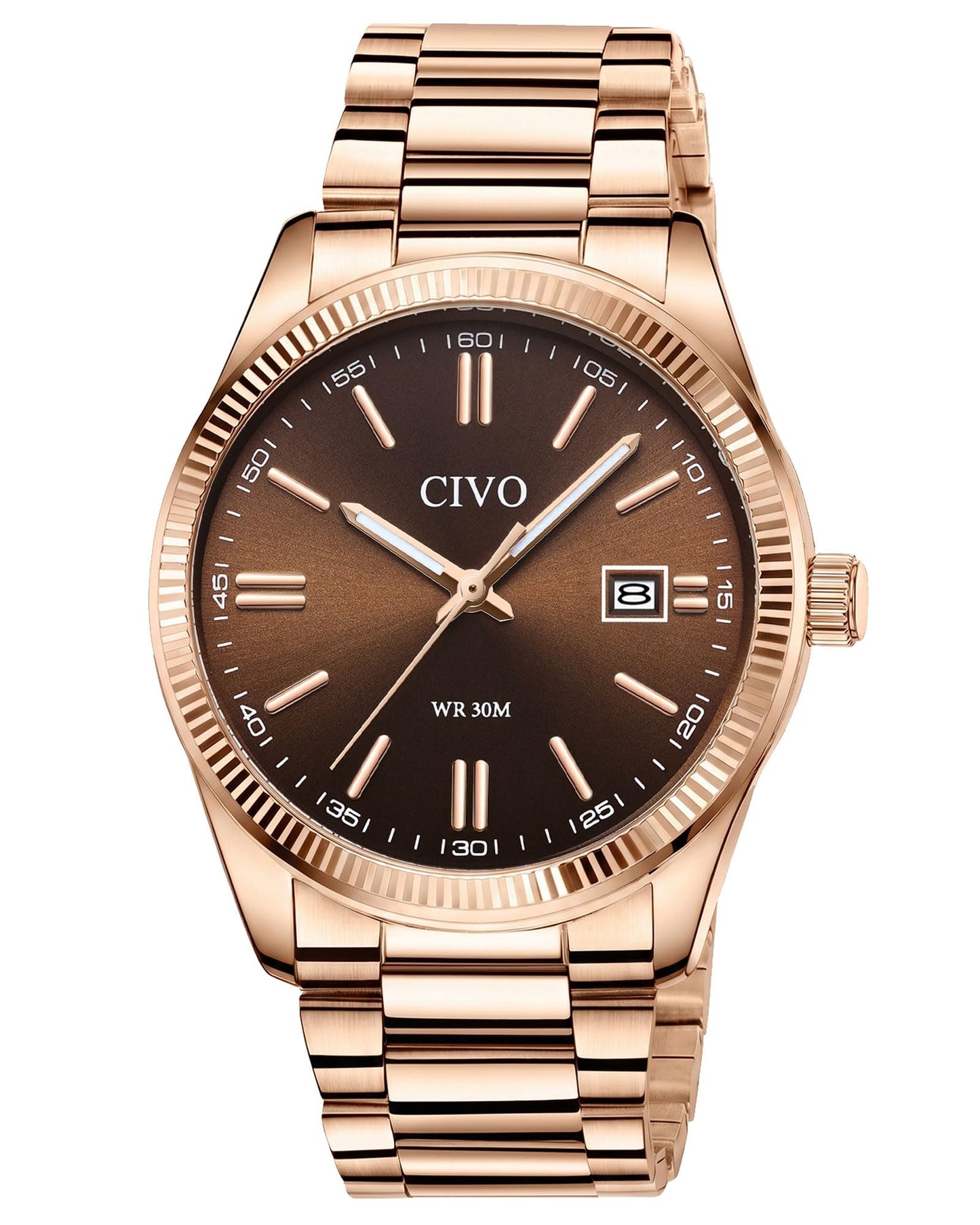 HOTCIVO Analog Mens Watches Silver: Wrist Watches with Date Easy to Read | Dress Stainless Steel Watch for Men, Gifts for Husband Father at Birthday Anniversary