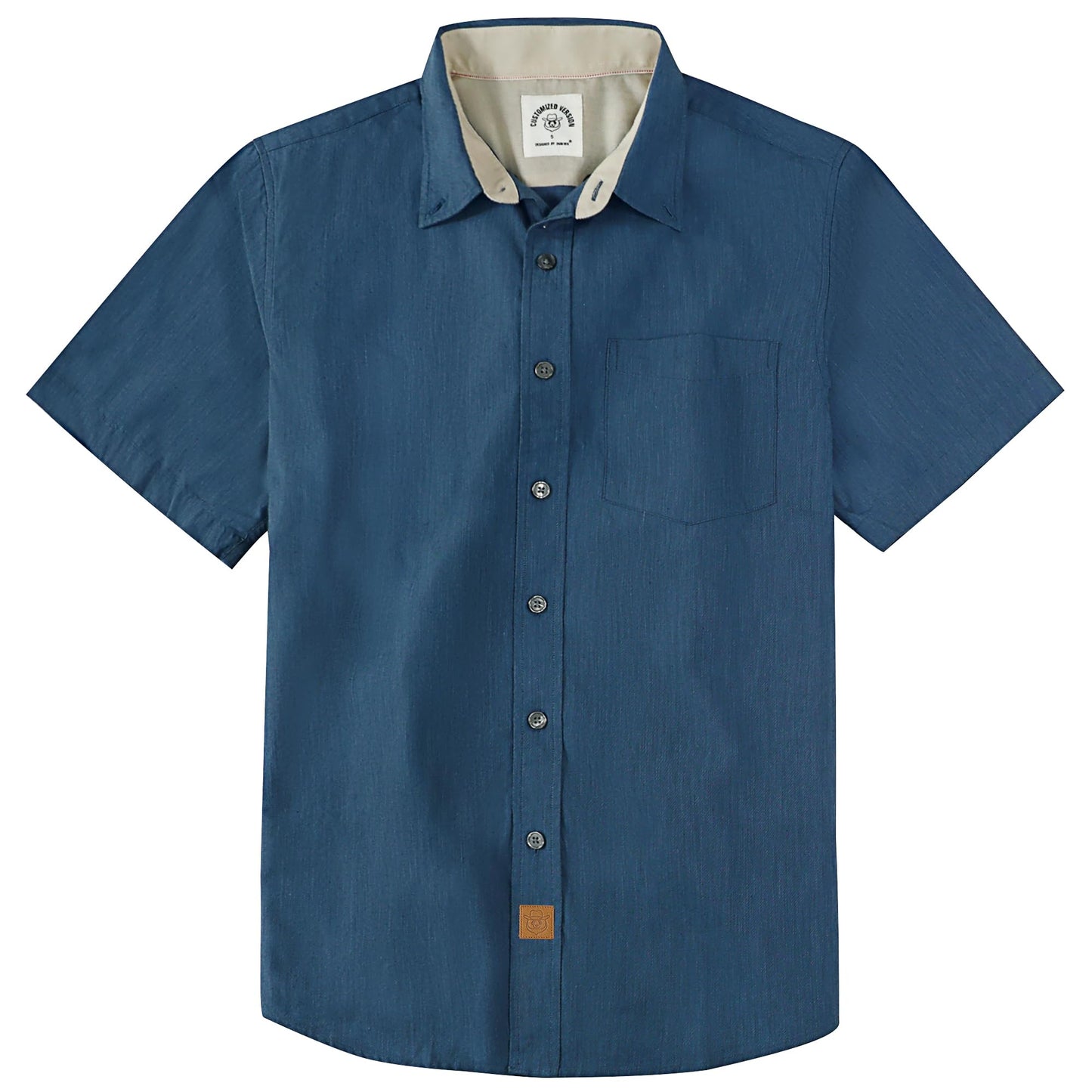 HOTDubinik® Mens Short Sleeve Button Down Shirts 100% Cotton Plaid Men's Casual Button-Down Shirts with Pocket