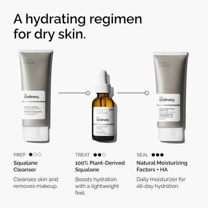 HOTThe Ordinary 100% Plant-Derived Squalane, for Skin and Hair, Lightweight Hydration, and Moisture Barrier Support, 1 Fl Oz
