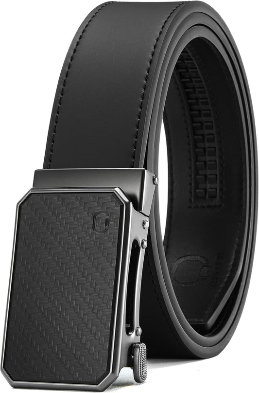 HOTCHAOREN Ratchet Belt Men - 35mm Mens Belt Leather for Casual Jeans - Versatile Fit, Customizable Style