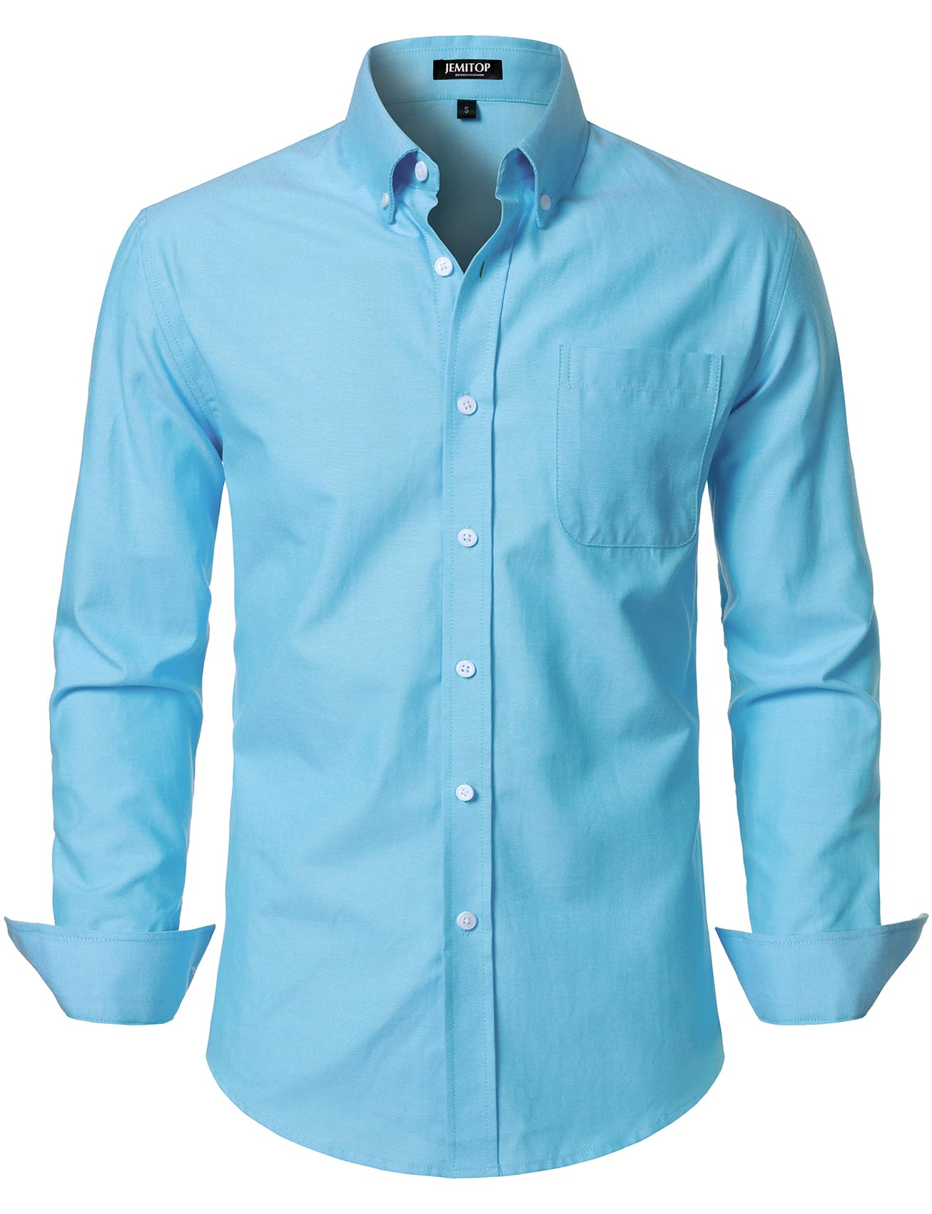 HOTJEMITOP Men's Classic Lightweight Oxford Button Down Collar Shirts Business Casual Long Sleeve Dress Shirt with Pocket