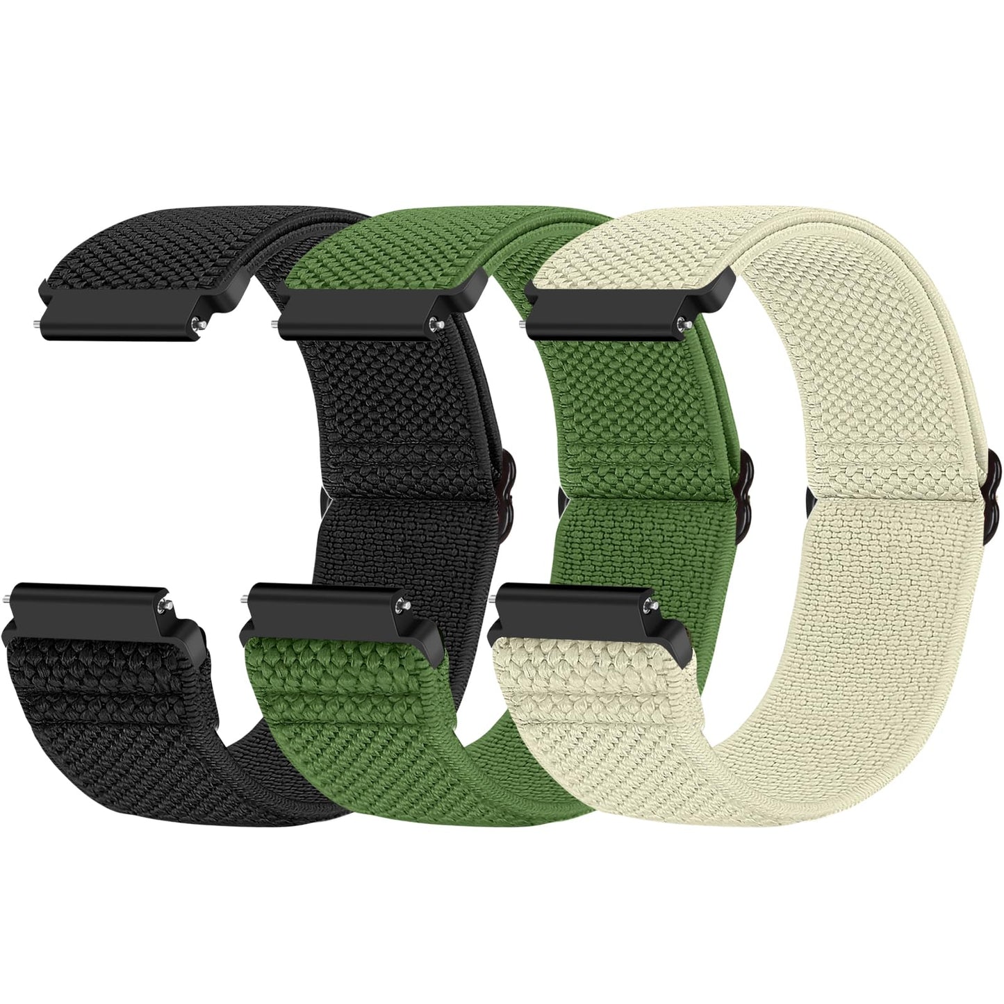 HOTCompatible with 16mm 18mm 19mm 20mm 22mm 24mm Watch Bands Quick Release Replacement Wristband,Adjustable Stretchy Nylon Solo Loop Straps Fabric Braided Sport Elastic Bands for Men Women