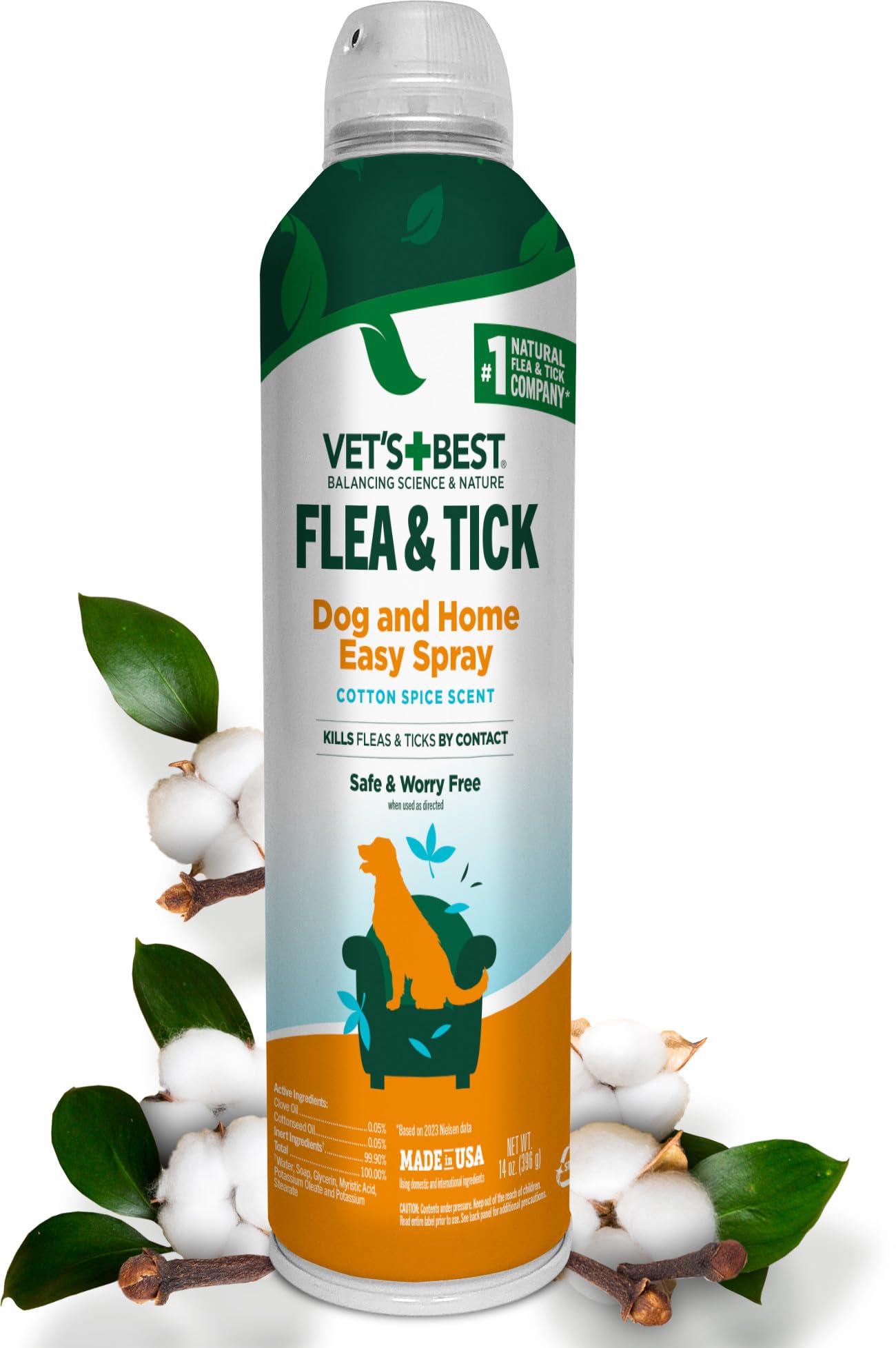 HOTVet’s Best Indoor Flea and Tick Spray – Dog Flea and Tick Treatment for Home, Plant-Based Formula with Natural Oils, Kills Fleas, Eggs & Ticks on Contact, Made in USA, 32 oz | Plant-Based Flea & Tick Spray, Kills Fleas, Eggs & Ticks on Contact, Natural