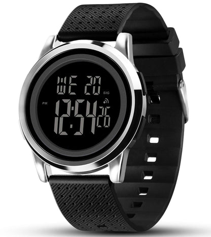 HOTYUINK Mens Watch Ultra-Thin Digital Sports Watch Waterproof Stainless Steel Fashion Wrist Watch for Men Women