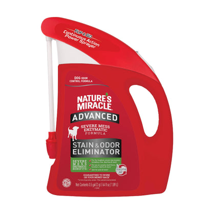 HOTNature’s Miracle Advanced Stain and Odor Eliminator Dog Spray, Fresh Scent, Severe Mess Enzymatic Formula For Tough Pet Messes, 32 oz