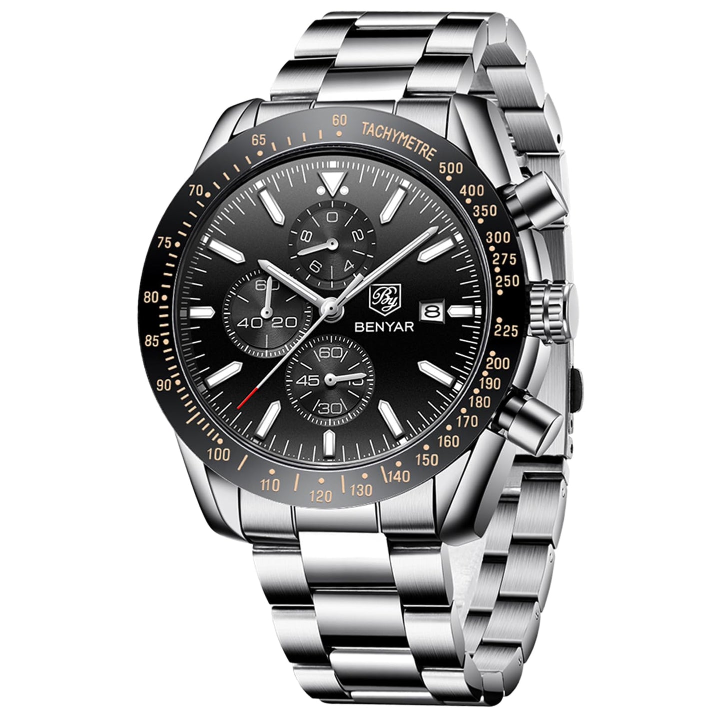 HOTBENYAR Mens Watches Quartz Analog Chronograph Waterproof Wrist Watches for Men Fashion Business Work Casual Sport Dress Watch with Calendar