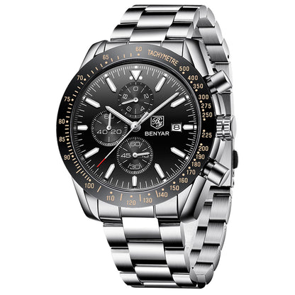 HOTBENYAR Mens Watches Quartz Analog Chronograph Waterproof Wrist Watches for Men Fashion Business Work Casual Sport Dress Watch with Calendar