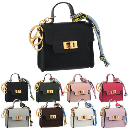 HOTLiliaafar 8 Pcs Mini Backpack Keychain Mini Coin Purses for Women Cute PU Leather Makeup Bag with Keychain Pocket Card Holder (8 Colors)