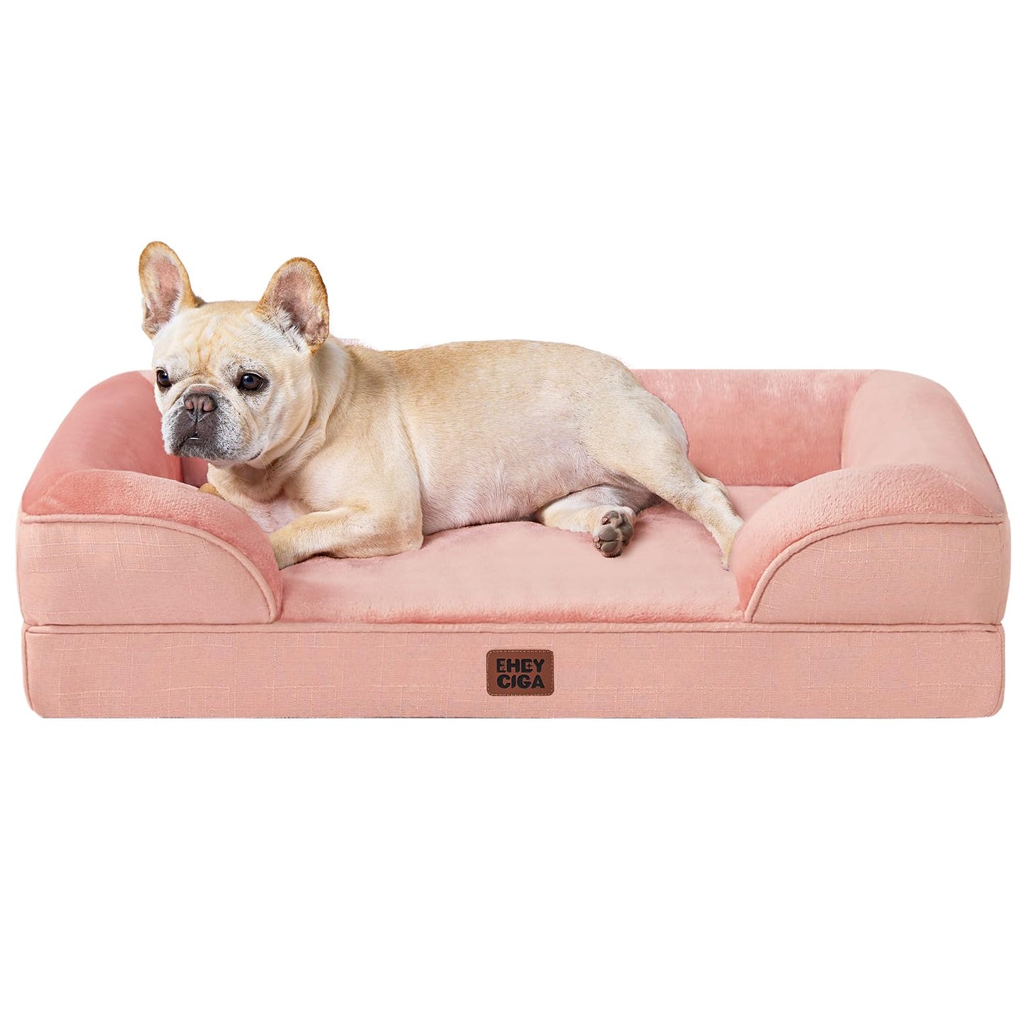 HOTEHEYCIGA Orthopedic Dog Beds for Extra Large Dogs 44x32Inch, Polyurethane Foam XL Pet Bed with Sides, Non-Slip and Egg-Crate Foam Big Dog Couch Bed with Washable Removable Cover, Grey