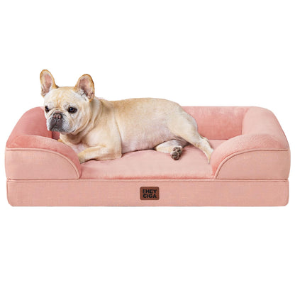 HOTEHEYCIGA Orthopedic Dog Beds for Extra Large Dogs 44x32Inch, Polyurethane Foam XL Pet Bed with Sides, Non-Slip and Egg-Crate Foam Big Dog Couch Bed with Washable Removable Cover, Grey