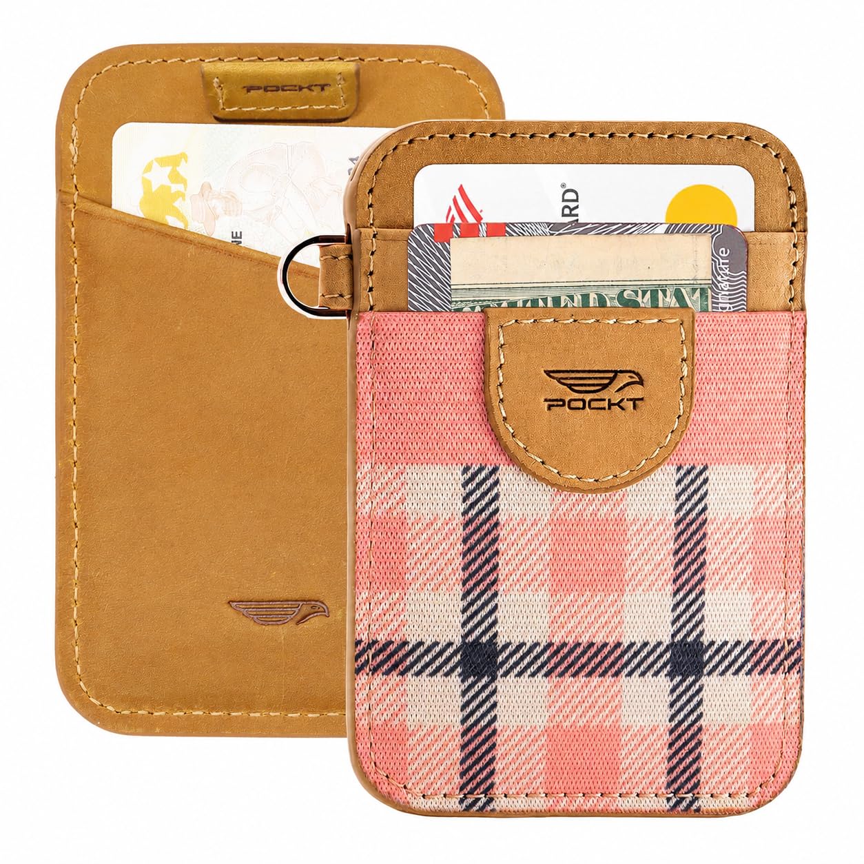 HOTPOCKT Elastic Card Holder Wallet for Women and Men, Genuine Leather Slim RFID Blocking Front Pocket Credit Card Holder, Cute Small Minimalist Wallet | Bloom