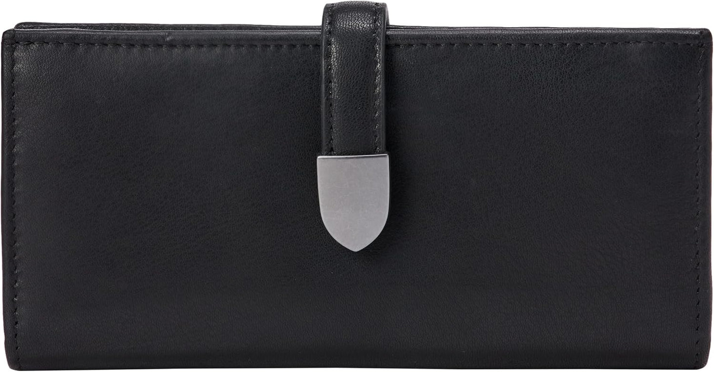 HOTAmazon Essentials Women's Leather Clutch Wallet with Multiple Card Pockets and Zip Compartments, Tan, One Size