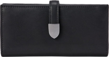 HOTAmazon Essentials Women's Leather Clutch Wallet with Multiple Card Pockets and Zip Compartments, Tan, One Size