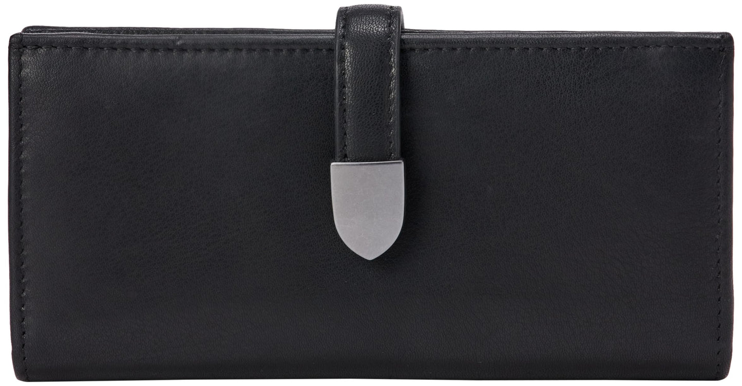 HOTAmazon Essentials Women's Leather Clutch Wallet with Multiple Card Pockets and Zip Compartments, Tan, One Size