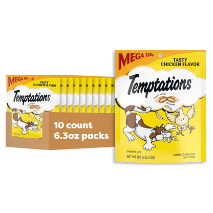 HOTTemptations Classic Crunchy and Soft Cat Treats, Tasty Chicken, 48 oz | 100% complete & balanced for adult cats, under 2 calories per treat, use as meal or food topper, stay-fresh tub