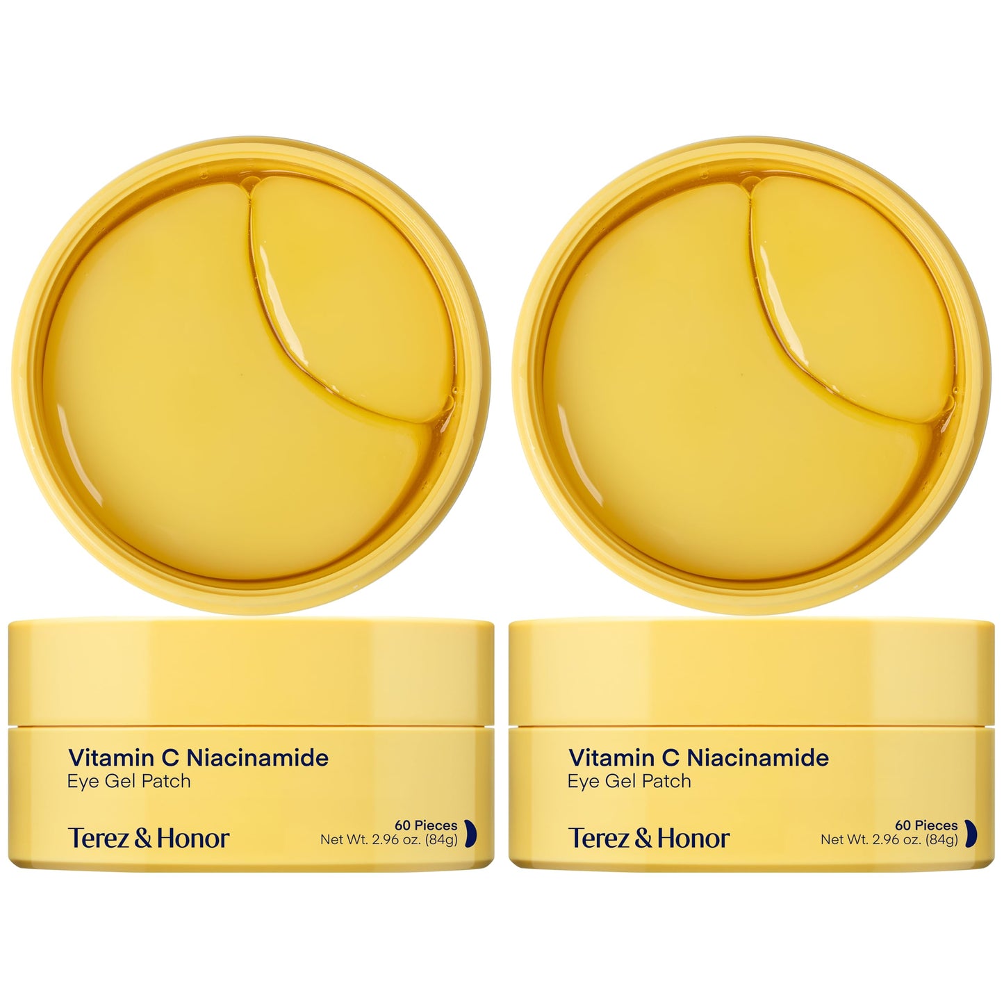 HOTTerez & Honor Under Eye Patches for Dark Circles - 60 Korean Hydrogel Masks for Puffiness, Bags, Wrinkle with Caffeine, Hyaluronic Acid, Niacinamide - Undereye Hydrating & Cooling, Vegan, No Fragrance