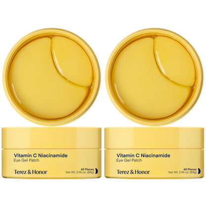 HOTTerez & Honor Under Eye Patches for Dark Circles - 60 Korean Hydrogel Masks for Puffiness, Bags, Wrinkle with Caffeine, Hyaluronic Acid, Niacinamide - Undereye Hydrating & Cooling, Vegan, No Fragrance
