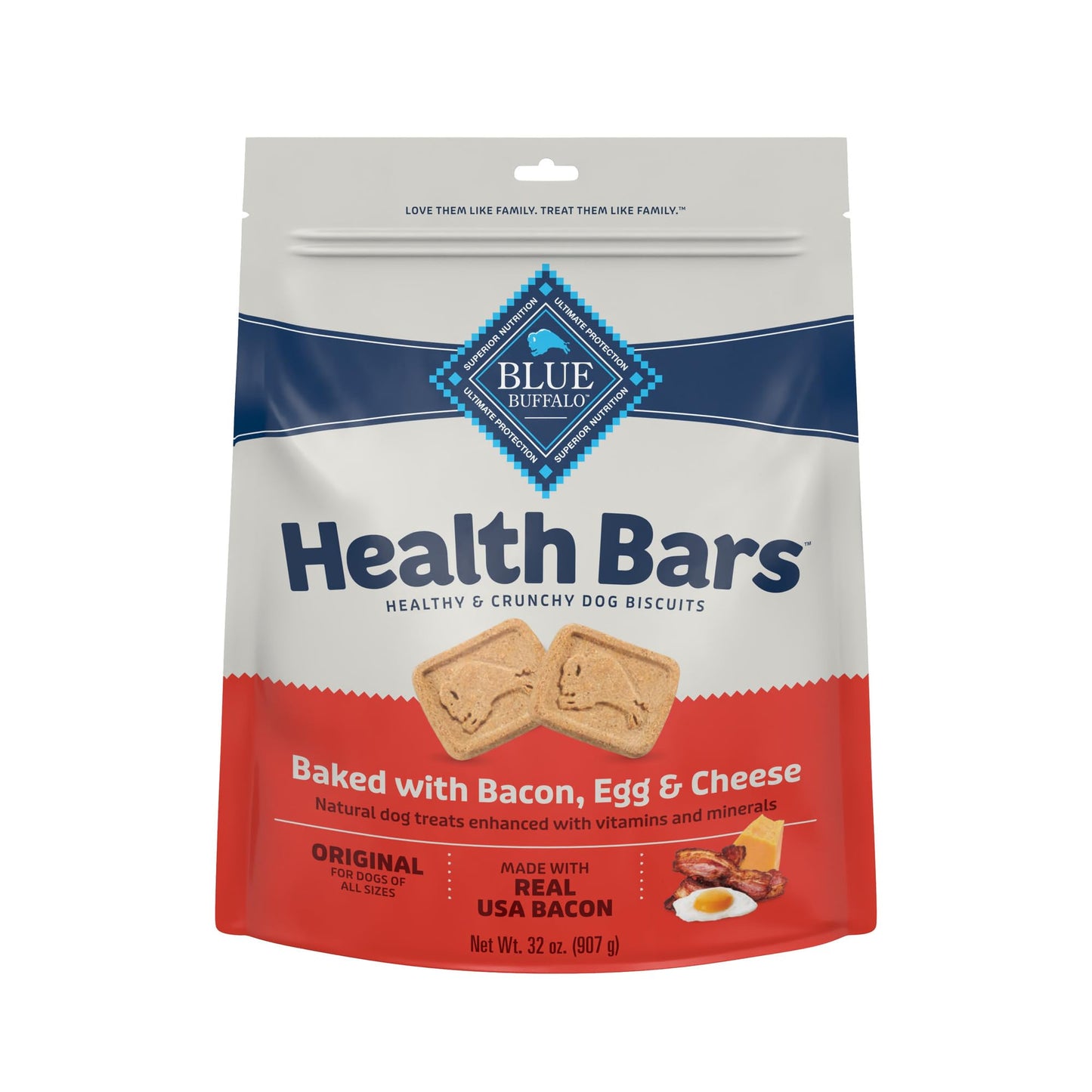HOTBlue Buffalo Health Bars Bacon, Egg & Cheese Crunchy Dog Biscuits, Oven-Baked with Real Bacon & Natural Ingredients, Healthy Dog Treats with No Artificial Flavors or Preservatives, Jumbo Box 3.5 lbs.