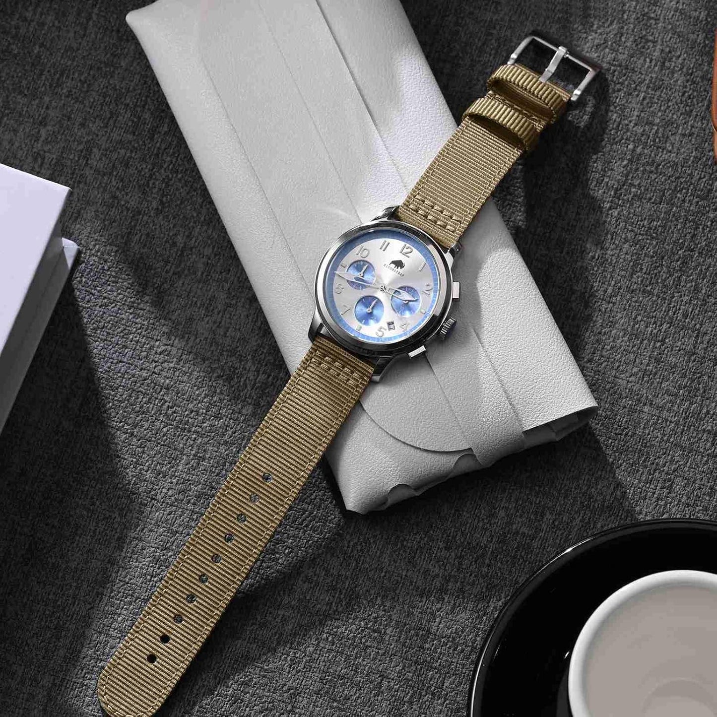 HOTBISONSTRAP Men’s Nylon Watch Bands, Two-Piece Military Watch Straps, Quick Release, Brushed Buckle, Band Width 18mm 19mm 20mm 22mm