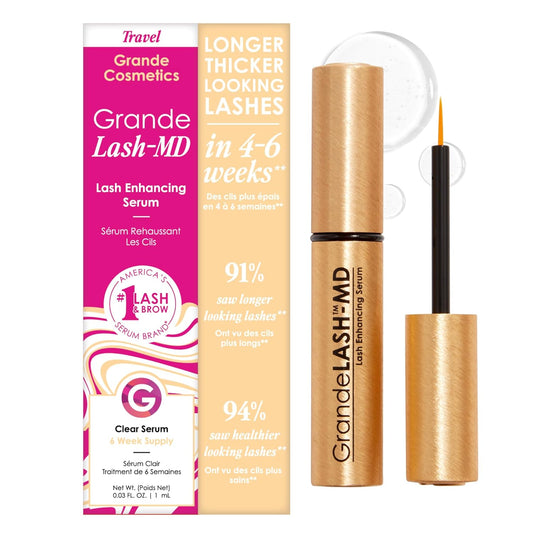 HOTGrande Cosmetics GrandeLASH-MD Lash Enhancing Serum - Peptide & Vitamin Infused Formula for Longer, Thicker, Fuller Looking Lashes - Ophthalmologist Tested, Cruelty-Free, 6 Week Supply (1mL)