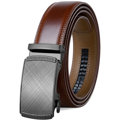 HOTFounders & C Men's Ratchet Belt 1 3/8",Leather Dress Belt Adjustable with Click Sliding Buckle Trim to Exact Fit