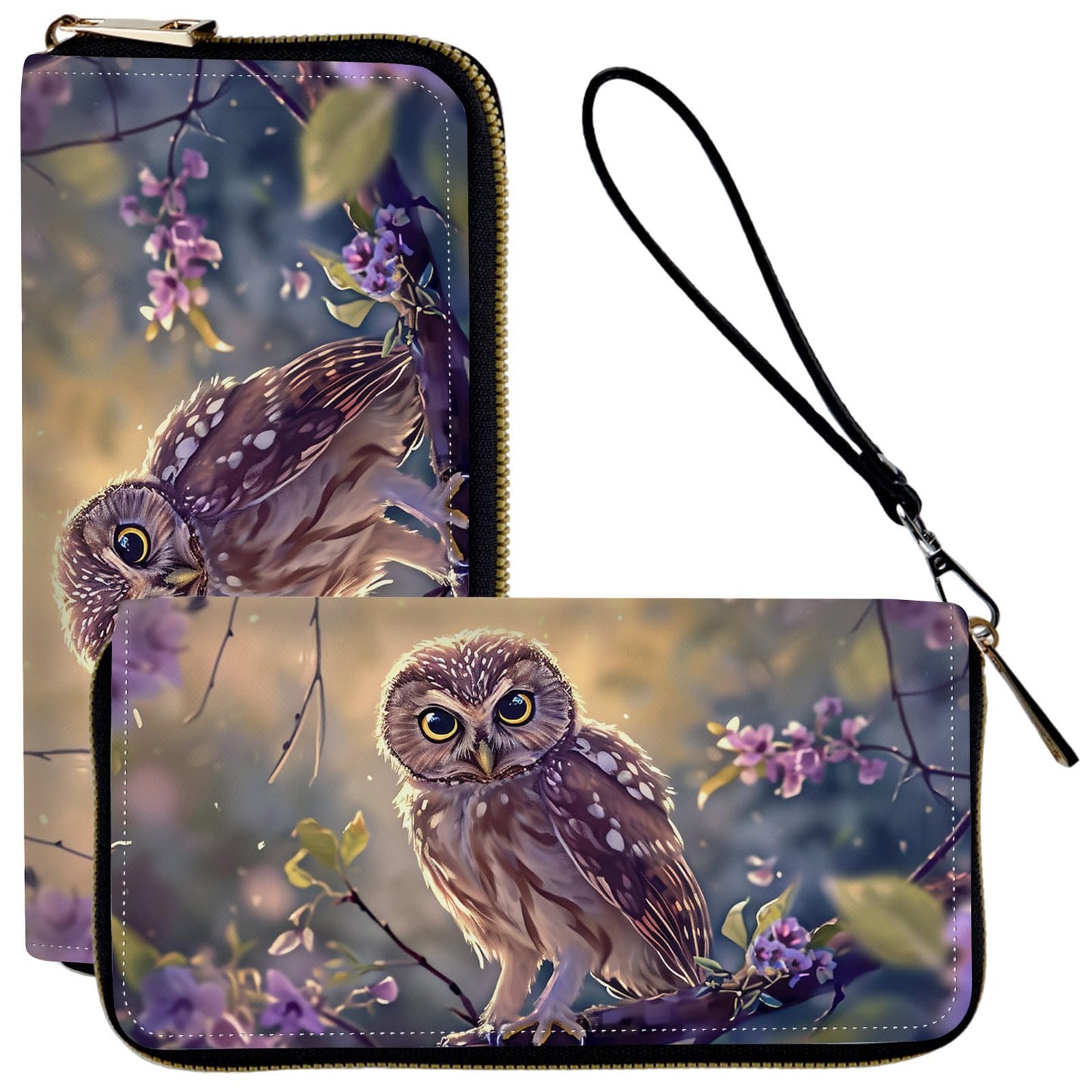 HOTLadies Wallet,Clutch Purses for Women Wallets Leather Credit Card Holder for Women Wristlet Slim Small Cute with Zipper,Thin RFID Blocking with Wrist Strap,Glitter Dragonfly Moon