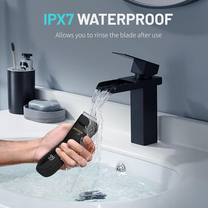 HOTPRITECH Manscape Body Hair Trimmer - Waterproof Pubic Hair Ball Trimmer, Ceramic Blade Shavers Electric Razors for Men with USB-C Charging, Wet/Dry Use, Nick-Free Mens Grooming Kits, Gifts for Men