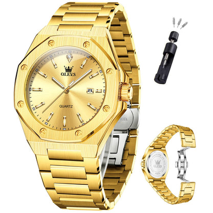 HOTOLEVS Mens Watches Octagonal Luxury Stainless Steel Dress Watches for Men Quartz Analog Large Face Luminous Relojes para Hombres