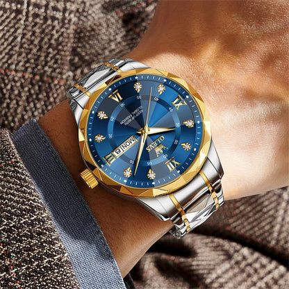 HOTOLEVS Watches for Men Luxury Diamond Casual Large Dial Watches Stainless Steel Waterproof Business Dress Analog Luminous Date Mens Watches
