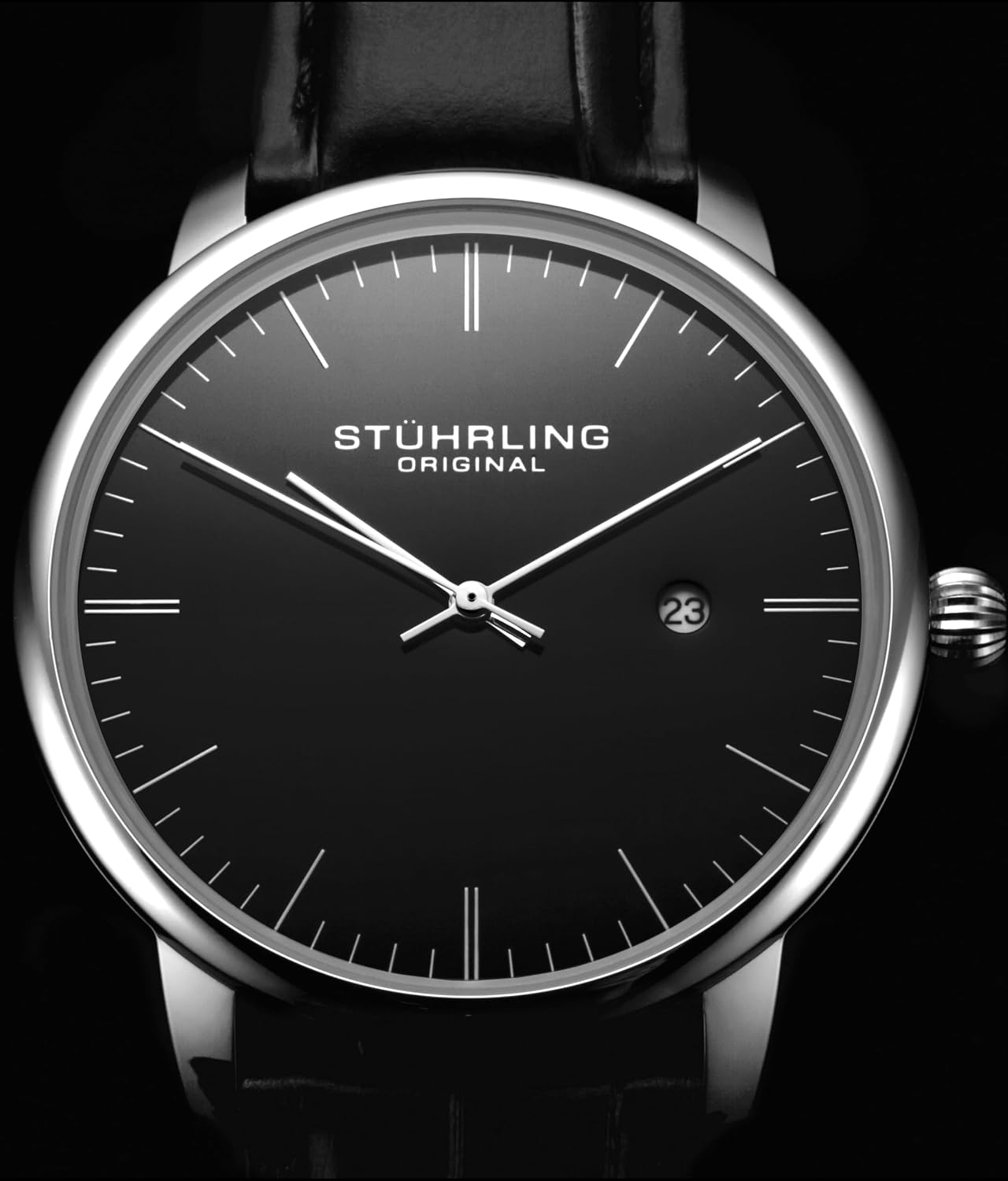 HOTStuhrling Original Men's Watch Dress Watch 40mm, Ultra Slim Mens Watch Leather Strap, Quartz Analog Men's Wrist Watch, Classic Minimalist Watch for Men