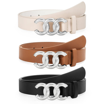 HOTTRIWORKS 3 Pack Women's Belts for Jeans Pants Fashion Waist Belts for Ladies Leather Belts