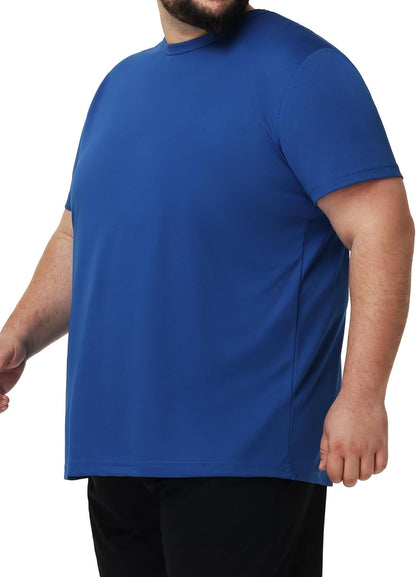 HOTMen's 3 Pack Lightweight Plus Size Short Sleeve T-Shirt Crew Neck Big & Tall Sizes Stretch T-Shirt for Casual Wear