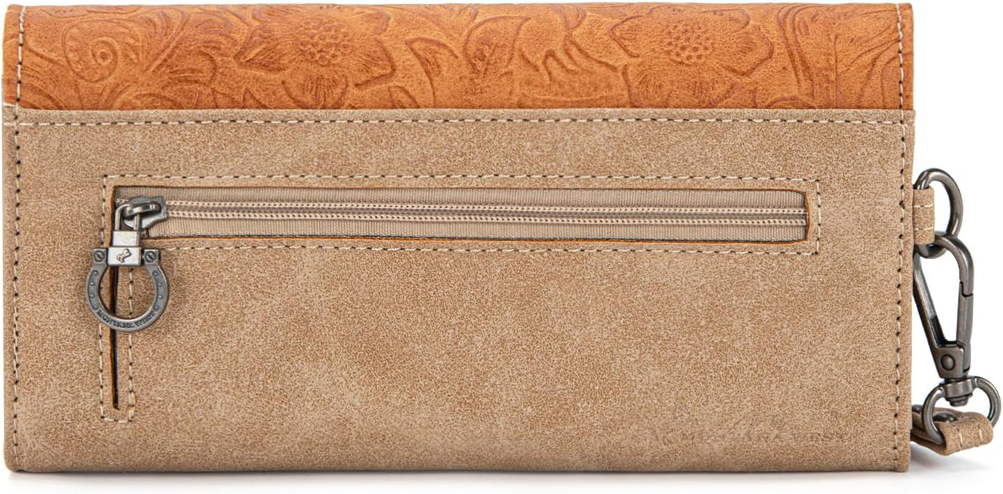 HOTMontana West Wristlet Wallets for Women Western Trifold Wallet Purse with Card Holder MW1340-W002TN