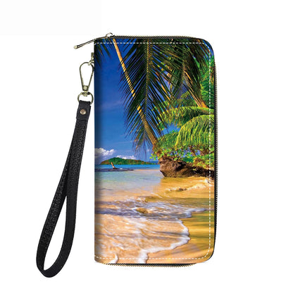 HOTWomen's Large Capacity Wallet PU Leather Double Zipper Clutch Purse Multifunctional Wallet with Removable Wristlet Strap for Smart Phone/Coin/Card/Cash, Flower Butterfly