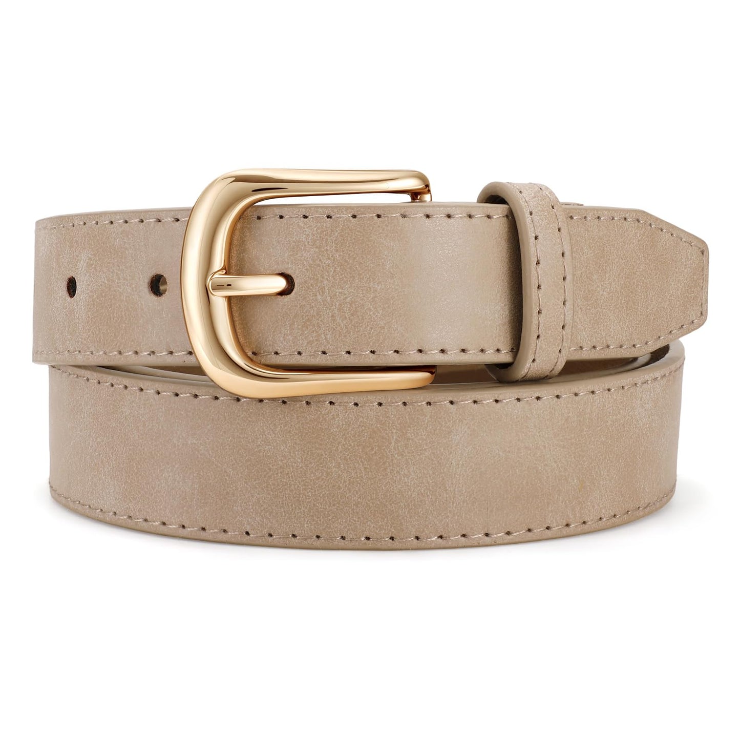 HOTJASGOOD Women Leather Belt with Gold Buckle Vintage Elegant Casual Waist Belt for Jeans Pants