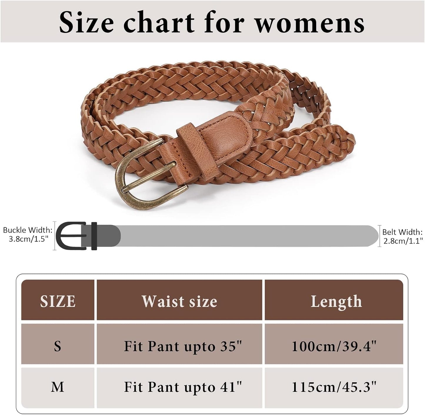 HOTWHIPPY Women Braided Belt Skinny Casual Soft Faux Leather Woven Belt for Jeans Pants