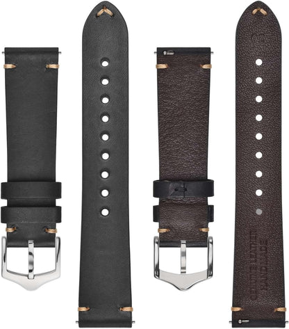 HOTBISONSTRAP Men's Watch Bands, Hand-Stitched Leather Watch Straps, Quick Release, 18mm 19mm 20mm 21mm 22mm