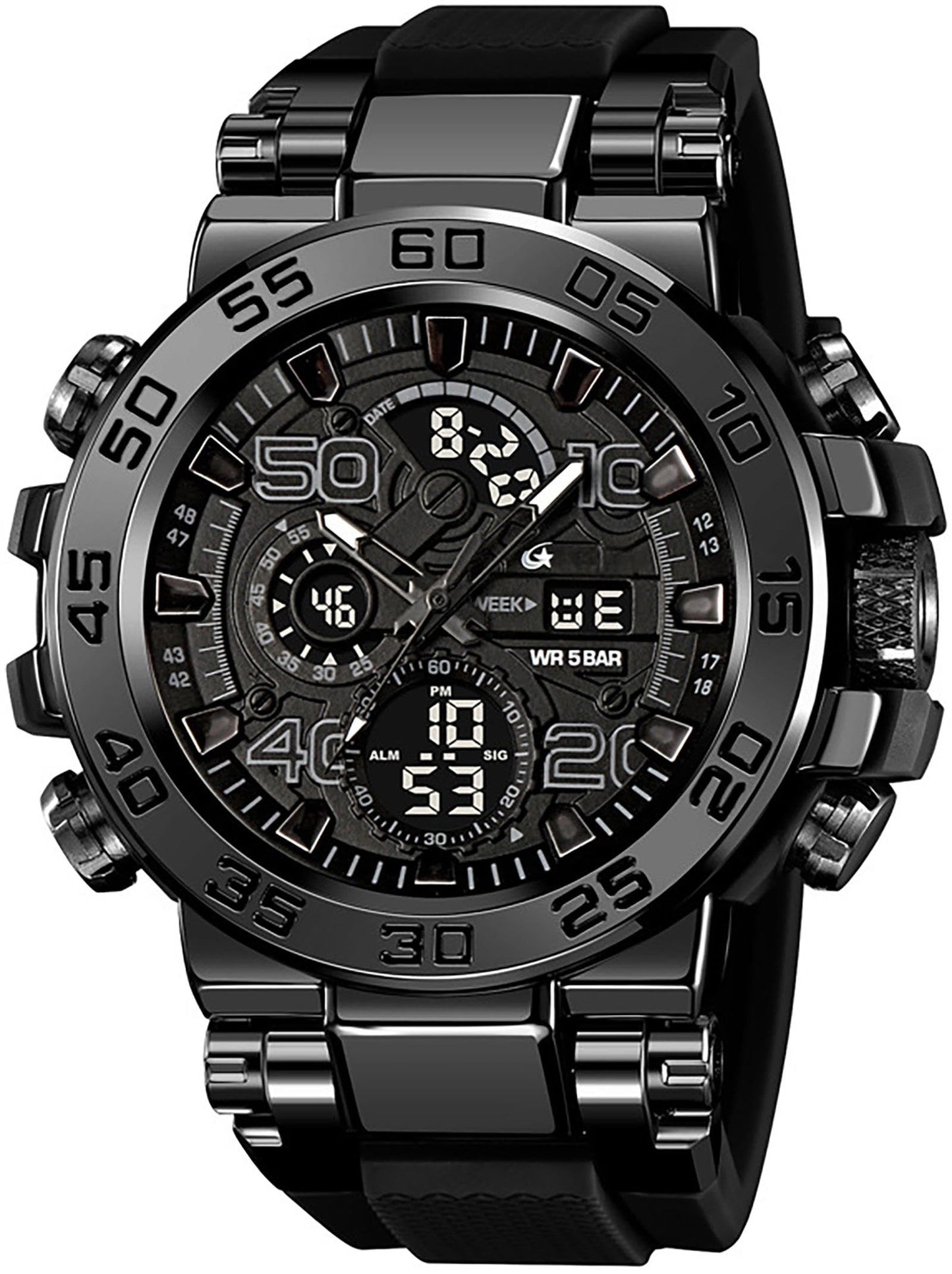HOTfindtime Mens Watches Sports Outdoor Watch for Men Designer Large Face Military Men's Wristwatches with Date Week Alarm LED Waterproof Stopwatch