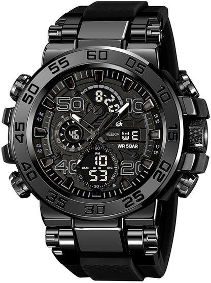 HOTfindtime Mens Watches Sports Outdoor Watch for Men Designer Large Face Military Men's Wristwatches with Date Week Alarm LED Waterproof Stopwatch
