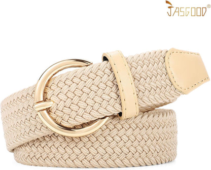 HOTJASGOOD Women Men Braided Woven Elastic Stretch Waist Belt Golf Canvas Fabric Casual Belt for Jeans Pants
