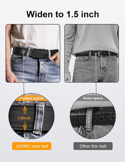 HOTJUKMO 1.5" (38mm) Leather Ratchet Belt for Men in Gift Box | Automatic Slide Buckle, Adjustable Trim to Fit